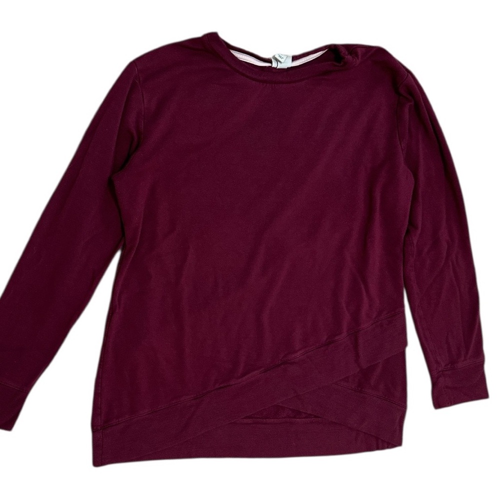 A New Day Women's Long Sleeve Cross-Front Pullover Sweatshirt Burgundy Sz Large - Picture 2 of 15